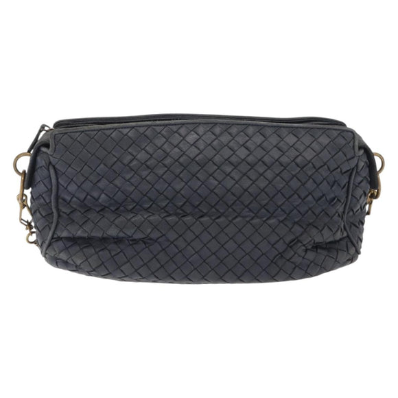 BOTTEGA VENETA INTRECCIATO Shoulder Bag Leather Outlet Navy Auth 160241A