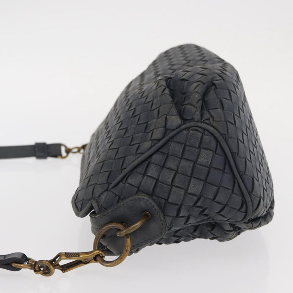 BOTTEGA VENETA INTRECCIATO Shoulder Bag Leather Outlet Navy Auth 160241A