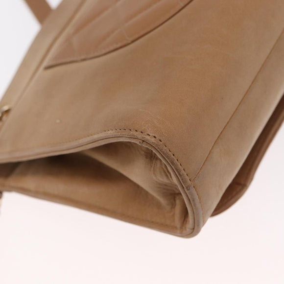 CHANEL Matelasse Chain Shoulder Bag Lamb Skin Light Brown Gold CC Auth 160244