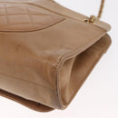 CHANEL Matelasse Chain Shoulder Bag Lamb Skin Light Brown Gold CC Auth 160244-13