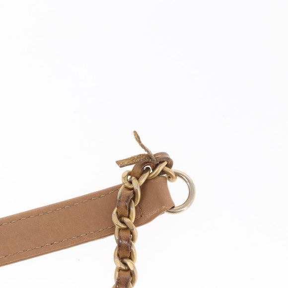 CHANEL Matelasse Chain Shoulder Bag Lamb Skin Light Brown Gold CC Auth 160244