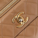 CHANEL Matelasse Chain Shoulder Bag Lamb Skin Light Brown Gold CC Auth 160244-15