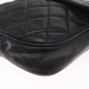 CHANEL Matelasse Chain Bag Lamb Skin Black gold CC Auth 160245-11