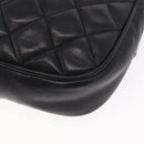 CHANEL Matelasse Chain Bag Lamb Skin Black gold CC Auth 160245-13