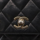 CHANEL Matelasse Chain Bag Lamb Skin Black gold CC Auth 160245-14
