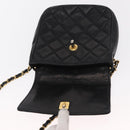 CHANEL Matelasse Chain Bag Lamb Skin Black gold CC Auth 160245-15