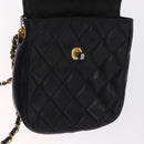 CHANEL Matelasse Chain Bag Lamb Skin Black gold CC Auth 160245-17