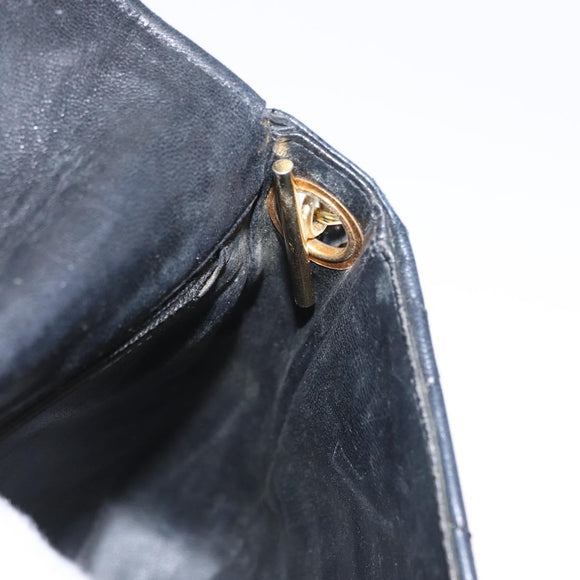 CHANEL Matelasse Chain Bag Lamb Skin Black gold CC Auth 160245