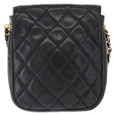 CHANEL Matelasse Chain Bag Lamb Skin Black gold CC Auth 160245-3