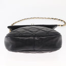 CHANEL Matelasse Chain Bag Lamb Skin Black gold CC Auth 160245-9