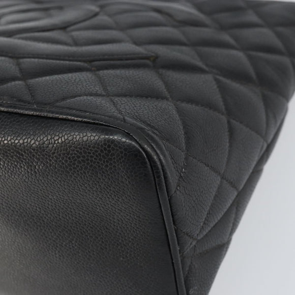 CHANEL Matelasse Reprint Tote Bag Caviar Skin Black CC Auth 160246A