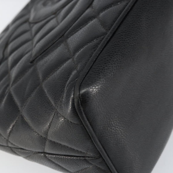 CHANEL Matelasse Reprint Tote Bag Caviar Skin Black CC Auth 160246A