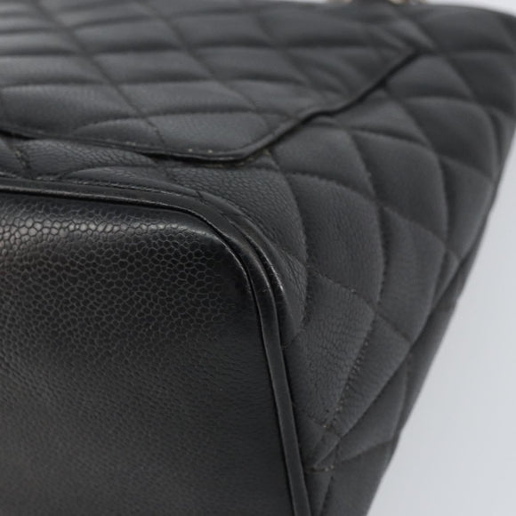 CHANEL Matelasse Reprint Tote Bag Caviar Skin Black CC Auth 160246A