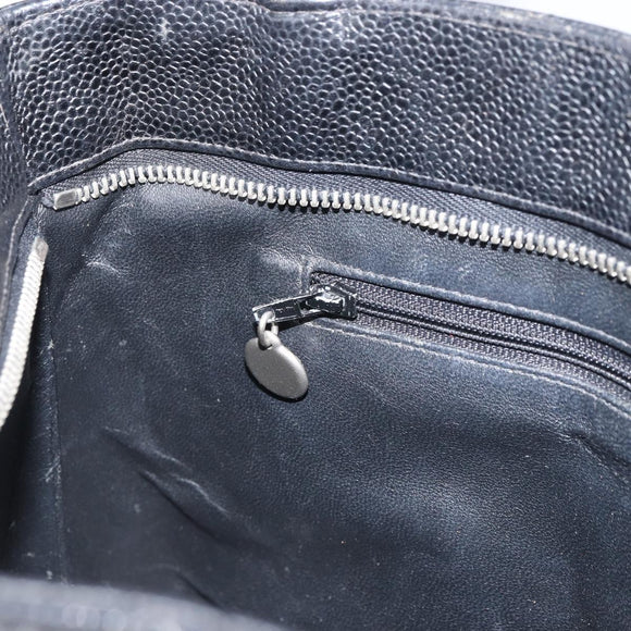 CHANEL Matelasse Reprint Tote Bag Caviar Skin Black CC Auth 160246A