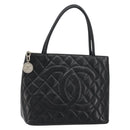 CHANEL Matelasse Reprint Tote Bag Caviar Skin Black CC Auth 160246A-1