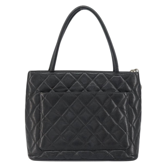 CHANEL Matelasse Reprint Tote Bag Caviar Skin Black CC Auth 160246A