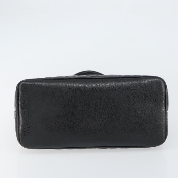 CHANEL Matelasse Reprint Tote Bag Caviar Skin Black CC Auth 160246A