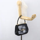 GUCCI Hand Bag Leather Black Gold Auth 160248-25
