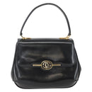 GUCCI Hand Bag Leather Black Gold Auth 160248-13