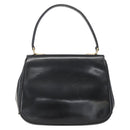 GUCCI Hand Bag Leather Black Gold Auth 160248-2