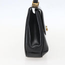 GUCCI Hand Bag Leather Black Gold Auth 160248-3