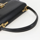 GUCCI Hand Bag Leather Black Gold Auth 160248-7