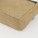 CHANEL Matelasse Chain Shoulder Bag Lamb Skin Beige Black CC Auth 160250-12