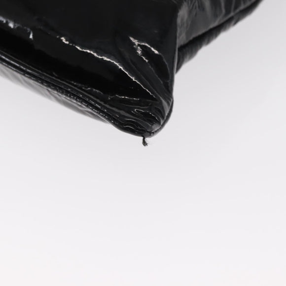 CHANEL Chain Tote Bag Patent leather Black Silver CC Auth 160254