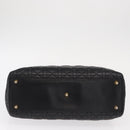 Christian Dior Lady Dior Canage Tote Bag Leather Black Gold Auth 160256-5