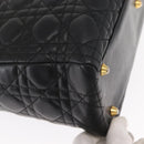 Christian Dior Lady Dior Canage Tote Bag Leather Black Gold Auth 160256-10
