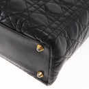 Christian Dior Lady Dior Canage Tote Bag Leather Black Gold Auth 160256-17