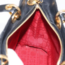 Christian Dior Lady Dior Canage Tote Bag Leather Black Gold Auth 160256-21