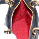 Christian Dior Lady Dior Canage Tote Bag Leather Black Gold Auth 160256-22