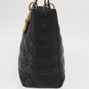 Christian Dior Lady Dior Canage Tote Bag Leather Black Gold Auth 160256-3
