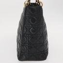 Christian Dior Lady Dior Canage Tote Bag Leather Black Gold Auth 160256-4