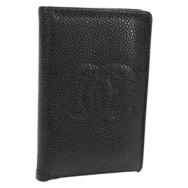 CHANEL COCO Mark Card Case Caviar Skin Black CC Auth 160257V