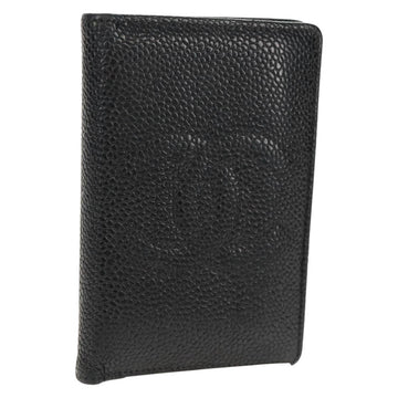 CHANEL COCO Mark Card Case Caviar Skin Black CC Auth 160257V