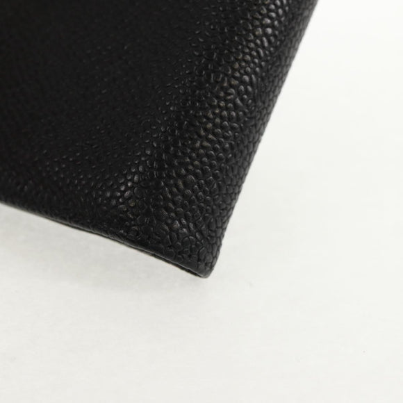 CHANEL COCO Mark Card Case Caviar Skin Black CC Auth 160257V