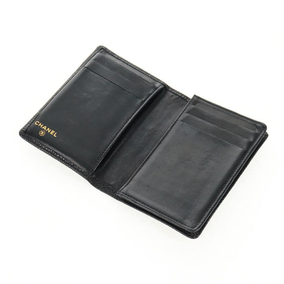 CHANEL COCO Mark Card Case Caviar Skin Black CC Auth 160257V