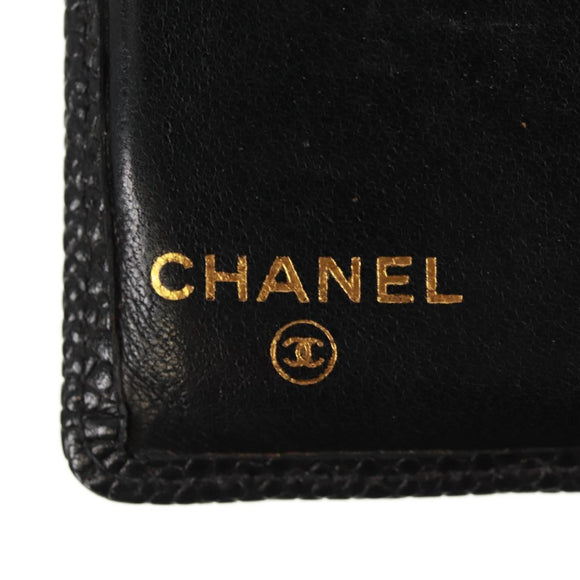 CHANEL COCO Mark Card Case Caviar Skin Black CC Auth 160257V