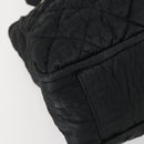 CHANEL Matelasse Tote Bag Coated Canvas Black Silver CC Auth 160260-14