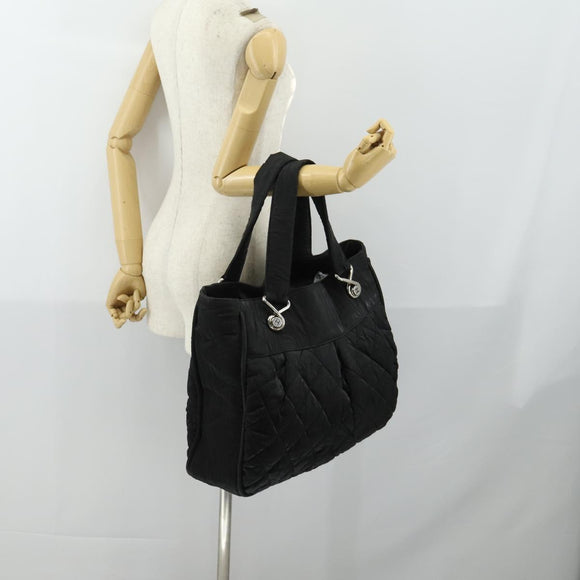 CHANEL Matelasse Tote Bag Coated Canvas Black Silver CC Auth 160260