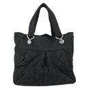 CHANEL Matelasse Tote Bag Coated Canvas Black Silver CC Auth 160260-2