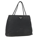 PRADA Tote Bag Nylon Black Silver Auth 160264-1