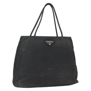 PRADA Tote Bag Nylon Black Silver Auth 160264