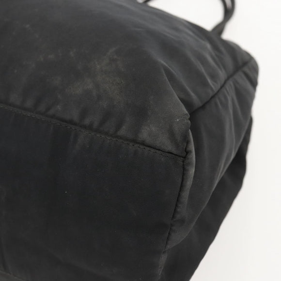 PRADA Tote Bag Nylon Black Silver Auth 160264