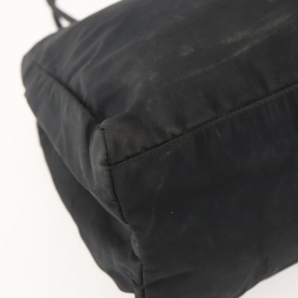 PRADA Tote Bag Nylon Black Silver Auth 160264