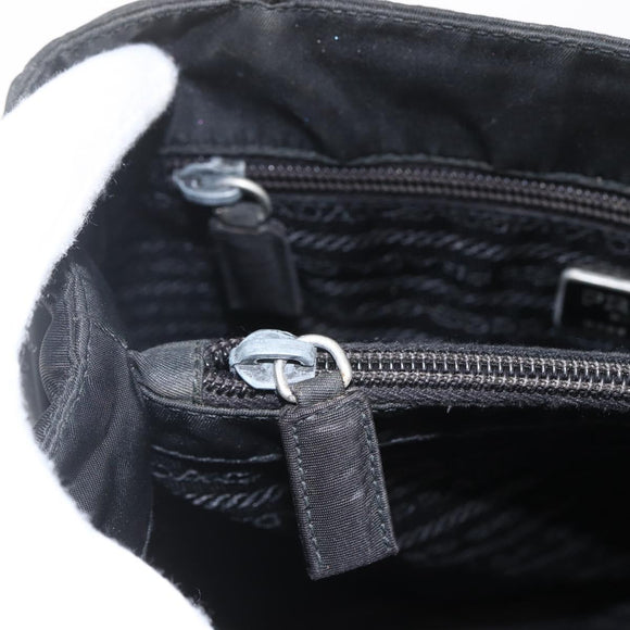 PRADA Tote Bag Nylon Black Silver Auth 160264