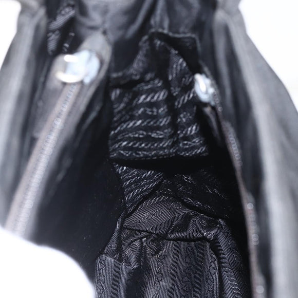 PRADA Tote Bag Nylon Black Silver Auth 160264