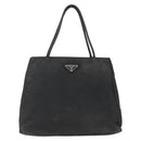 PRADA Tote Bag Nylon Black Silver Auth 160264-13